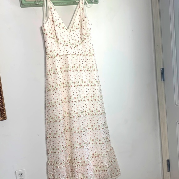 Sunny Embroidered Floral Tie Shoulder maxi Gown DRESS THE POPULATION new w tag - Picture 4 of 10